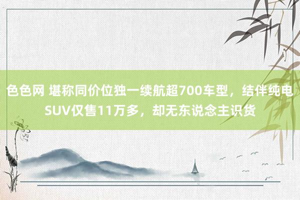 色色网 堪称同价位独一续航超700车型，结伴纯电SUV仅售11万多，却无东说念主识货