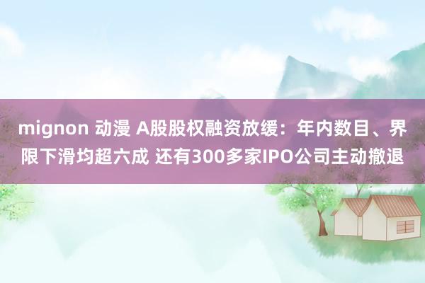 mignon 动漫 A股股权融资放缓：年内数目、界限下滑均超六成 还有300多家IPO公司主动撤退