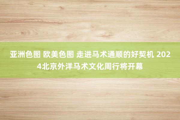 亚洲色图 欧美色图 走进马术通顺的好契机 2024北京外洋马术文化周行将开幕