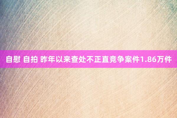 自慰 自拍 昨年以来查处不正直竞争案件1.86万件