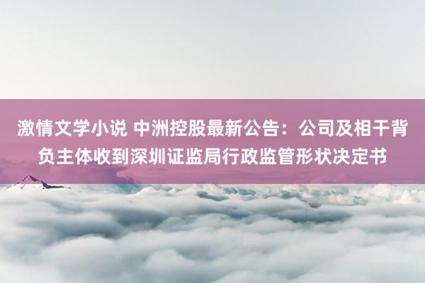 激情文学小说 中洲控股最新公告：公司及相干背负主体收到深圳证监局行政监管形状决定书