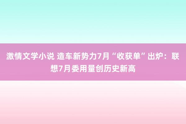 激情文学小说 造车新势力7月“收获单”出炉：联想7月委用量创历史新高