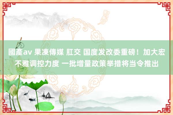 國產av 果凍傳媒 肛交 国度发改委重磅！加大宏不雅调控力度 一批增量政策举措将当令推出