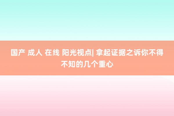 国产 成人 在线 阳光视点| 拿起证据之诉你不得不知的几个重心