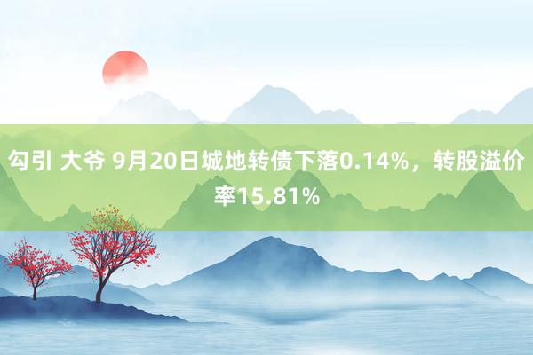 勾引 大爷 9月20日城地转债下落0.14%，转股溢价率15.81%