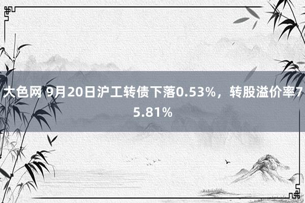 大色网 9月20日沪工转债下落0.53%，转股溢价率75.81%