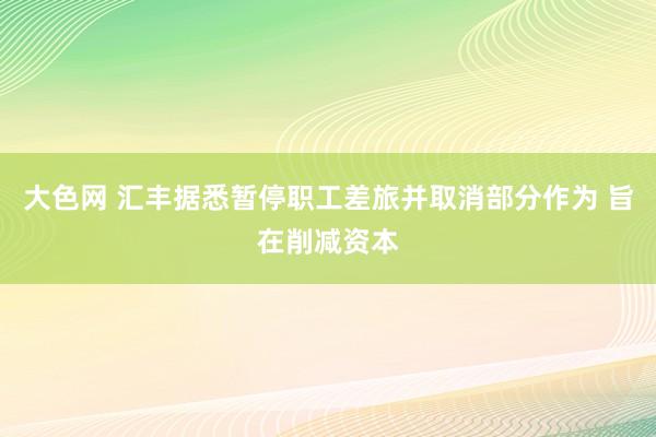 大色网 汇丰据悉暂停职工差旅并取消部分作为 旨在削减资本