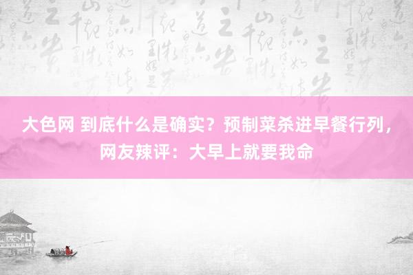 大色网 到底什么是确实？预制菜杀进早餐行列，网友辣评：大早上就要我命