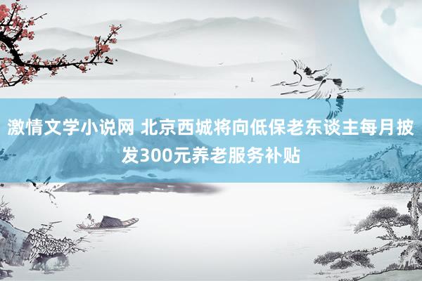 激情文学小说网 北京西城将向低保老东谈主每月披发300元养老服务补贴