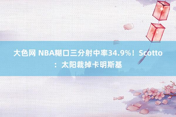 大色网 NBA糊口三分射中率34.9%！Scotto：太阳裁掉卡明斯基