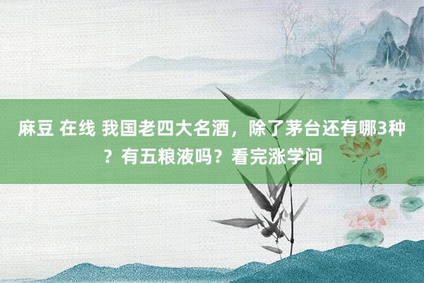 麻豆 在线 我国老四大名酒，除了茅台还有哪3种？有五粮液吗？看完涨学问