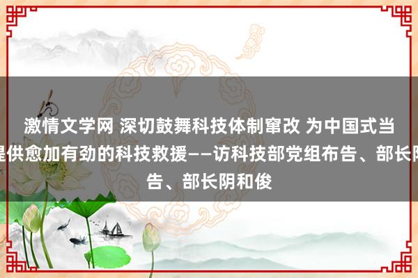 激情文学网 深切鼓舞科技体制窜改 为中国式当代化提供愈加有劲的科技救援——访科技部党组布告、部长阴和俊