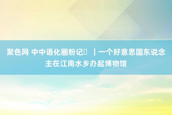 聚色网 中中语化圈粉记⑳｜一个好意思国东说念主在江南水乡办起博物馆