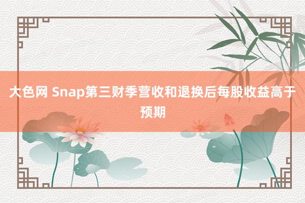 大色网 Snap第三财季营收和退换后每股收益高于预期