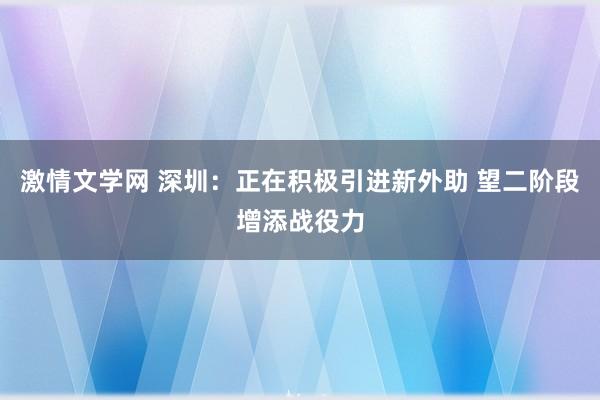 激情文学网 深圳：正在积极引进新外助 望二阶段增添战役力