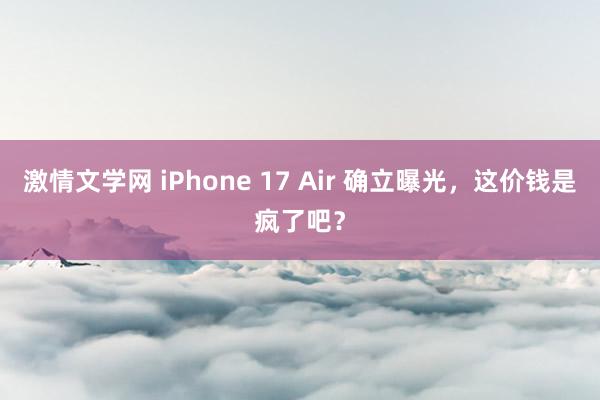 激情文学网 iPhone 17 Air 确立曝光，这价钱是疯了吧？