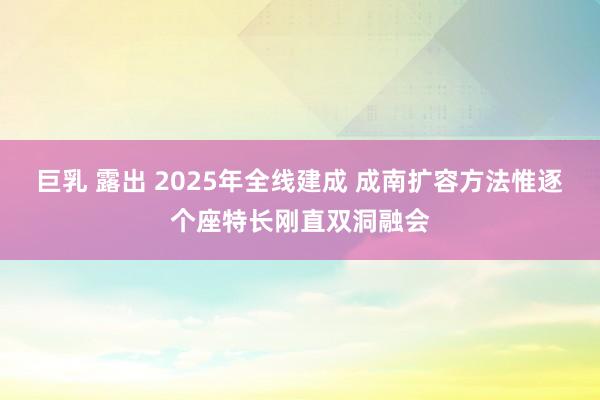 巨乳 露出 2025年全线建成 成南扩容方法惟逐个座特长刚直双洞融会