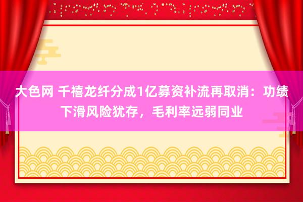 大色网 千禧龙纤分成1亿募资补流再取消：功绩下滑风险犹存，毛利率远弱同业