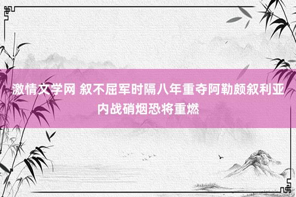 激情文学网 叙不屈军时隔八年重夺阿勒颇叙利亚内战硝烟恐将重燃