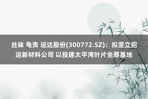 丝袜 龟责 运达股份(300772.SZ)：拟竖立招运新材料公司 以投建太平湾叶片坐蓐基地