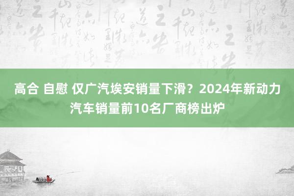 高合 自慰 仅广汽埃安销量下滑？2024年新动力汽车销量前10名厂商榜出炉